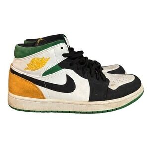 Nike Air Jordan 1 Mid SE Oakland Royal Black White Green Yellow Mens 9.5